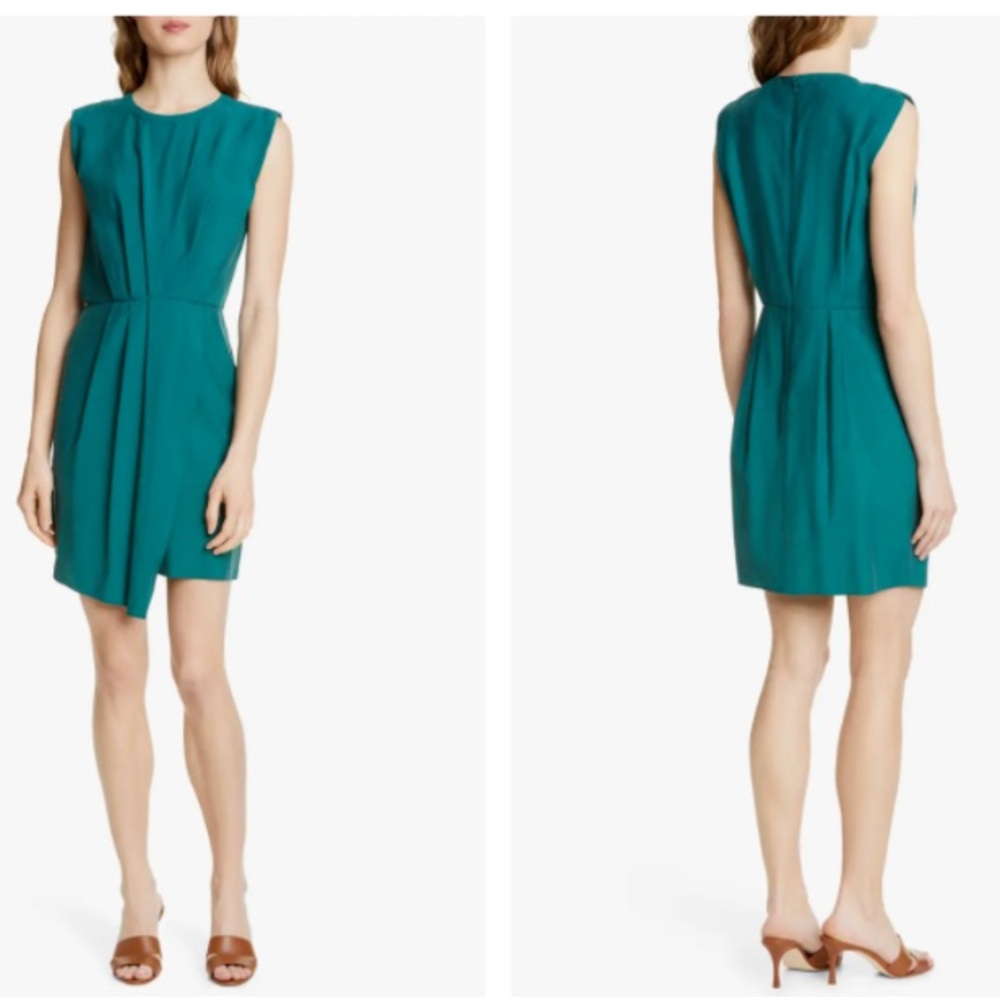 Club Monaco Pleated Emerald Green Sleeveless Dress | Size 00